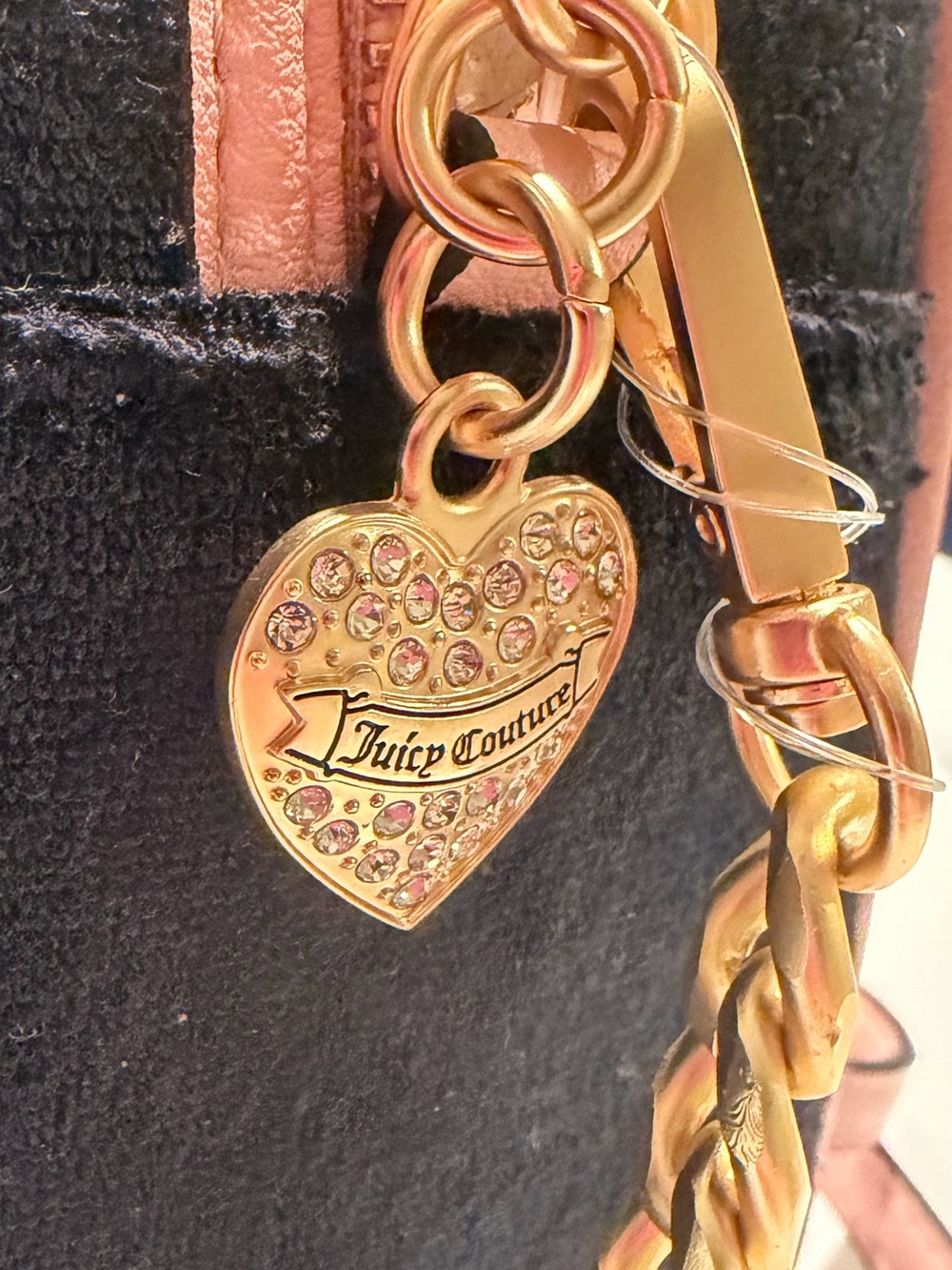 Juicy Couture NWT Black & Pink Embroidered Dome Satchel Gold Hardware (P238 - Picture 13 of 16